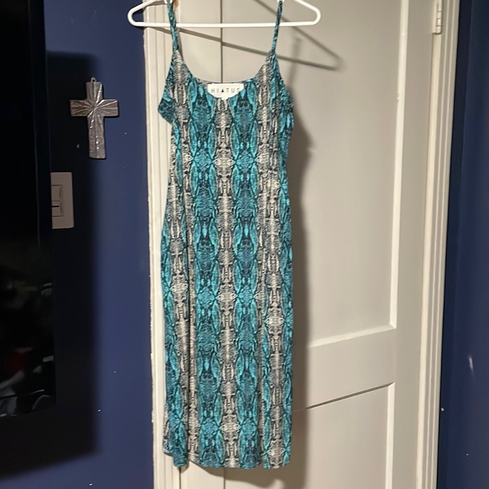 Hiatus Turquoise/Black/White Snakeskin Dress